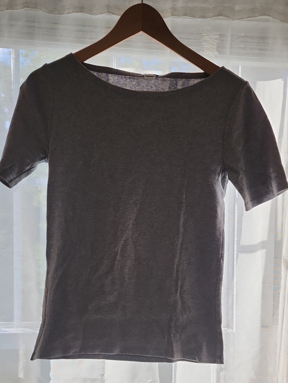 J. Crew Women's Short-Sleeve Boatneck Tee in Gray